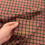 Pink and Caramel Check Wool Tweed