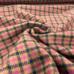 Pink and Caramel Check Wool Tweed
