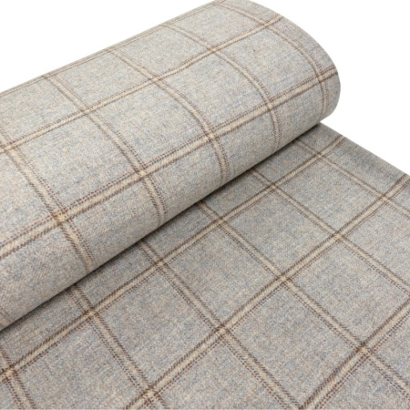 Pebble Haze Windowpane Check Wool