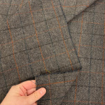 Brown Herringbone Check Wool