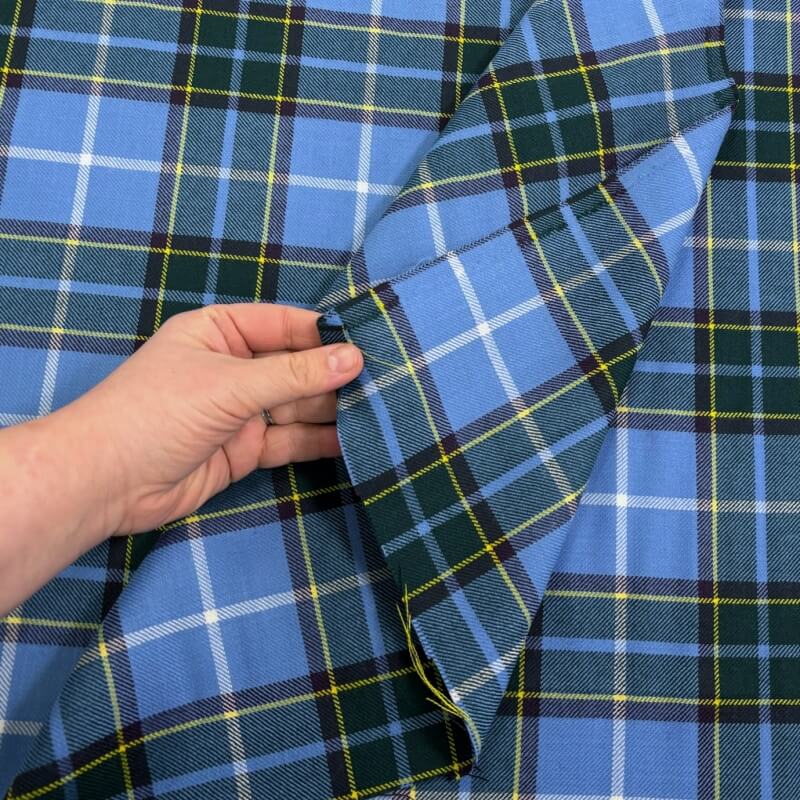 Image of Mid Blue Plaid Wool
