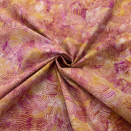 Rhubarb and Custard Circles Batik Cotton