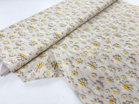 Embroidered Daisies Cotton