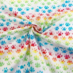 Rainbow Dog Paw Prints Cotton
