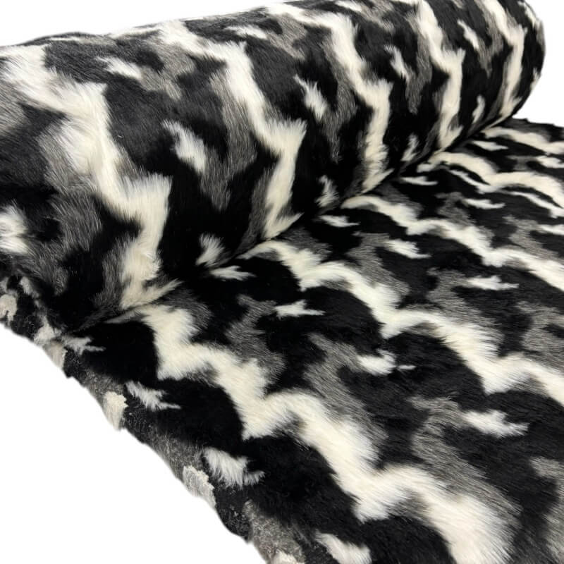 Image of Black and White Mosaic Faux Fur