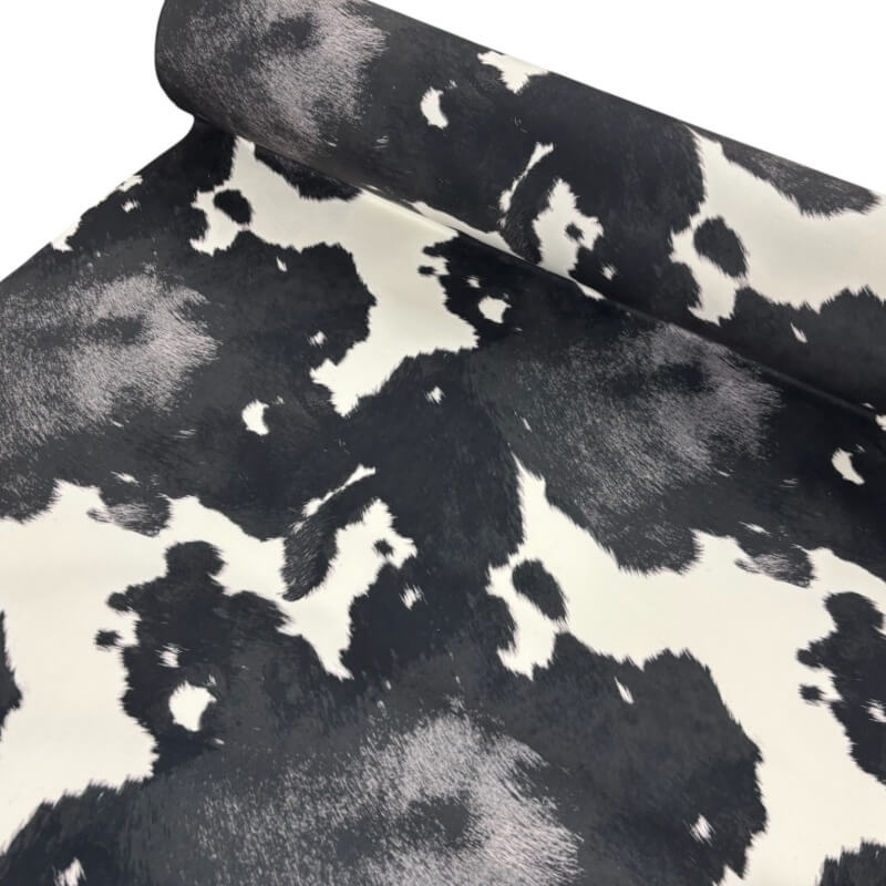 Image of Black and White Cow Print Velvet