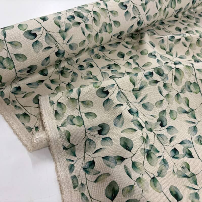Image of Eucalyptus Leaves Linen Look