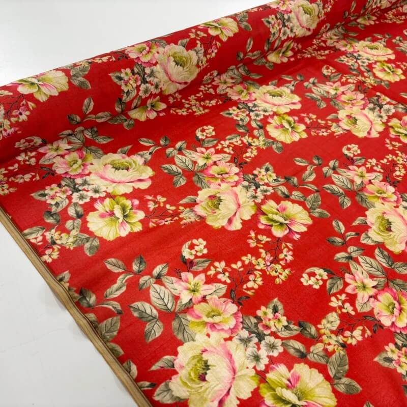 Image of Vintage Roses Red Mango Silk