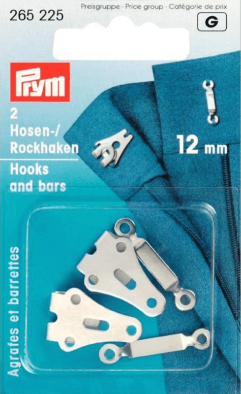 Image of Trouser and Skirt Hooks/Bars 12mm silver