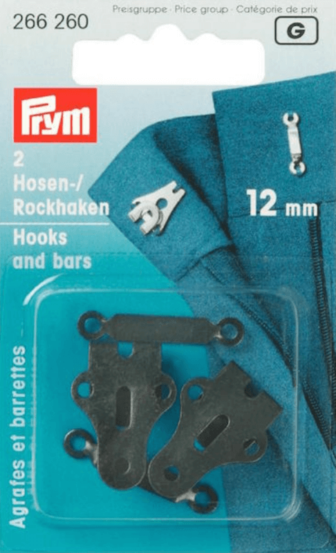 Image of Trouser and Skirt Hooks/Bars 12mm Steel Black