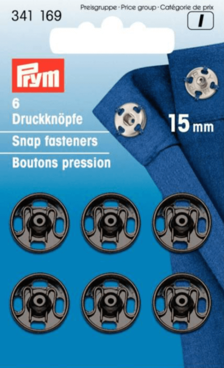 Black 15mm Snap Fasteners