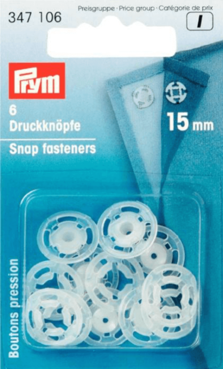 White Plastic 15mm Square Snap Fasteners
