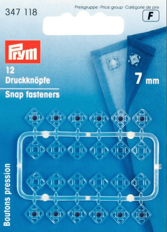 Image of Snap Fasteners Plastic Square 7mm transparent