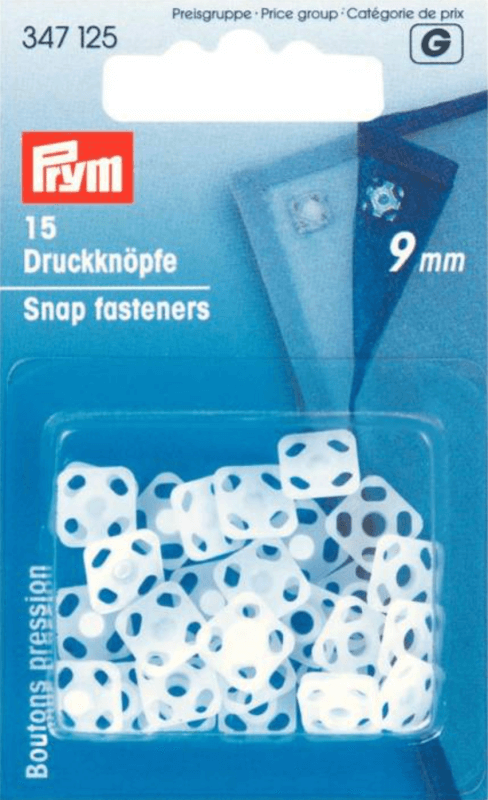 Image of White Plastic 9mm Square Snap Fasteners