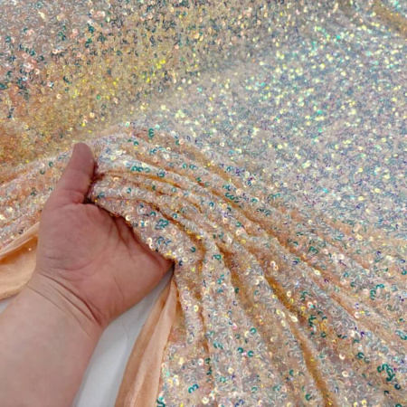 Nude Stretch Iridescent Sparkle Sequin
