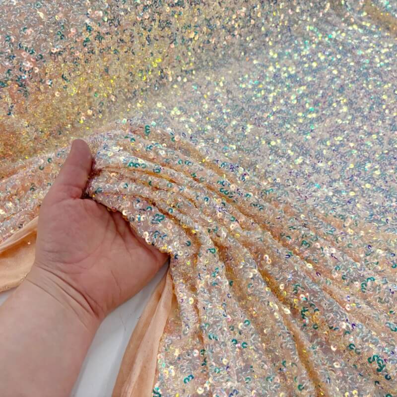 Image of Nude Stretch Iridescent Sparkle Sequin