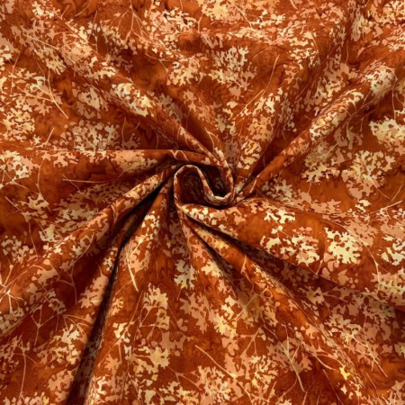 Rust Orange Cow Parsley Batik Cotton