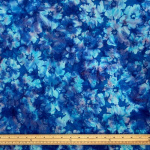 Hibiscus Flowers Turquoise Batik Cotton