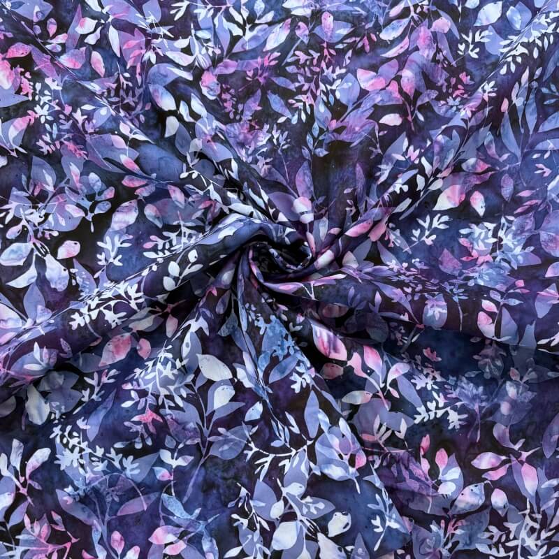 Image of Leaf Canopy Purple Batik Cotton