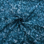 Meadow Flower Stems Dark Teal Batik Cotton
