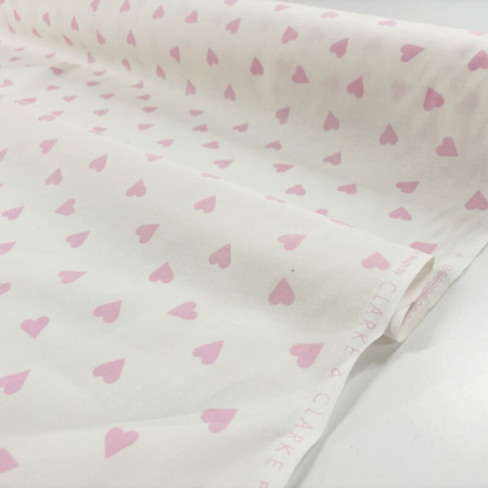 Pink Hearts Cotton by Clarke & Clarke