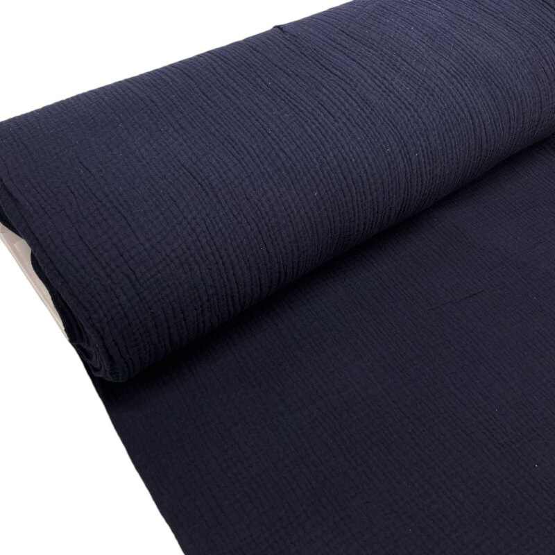 Image of Plain Navy Blue Double Gauze