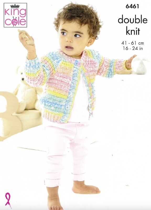 Image of King Cole Sweater Cardigan and Hat Pattern 6461