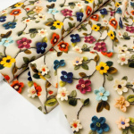 Embroidery Effect Flower Branches Cotton