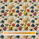 Embroidery Effect Flower Branches Cotton