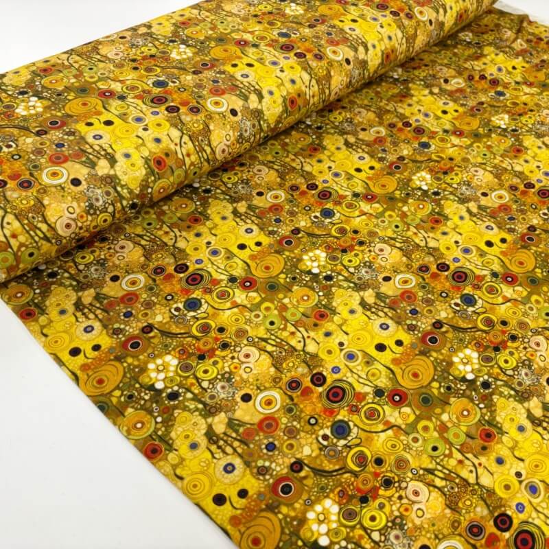 Image of Klimt Sunflower Spots Gold Viscose Jersey