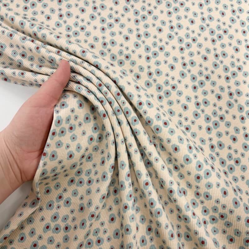 Image of Sage Flower Ribbed Cotton Jersey