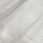 White and Silver Sparkle Organza