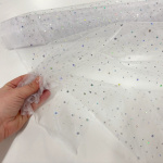 White and Silver Sparkle Organza