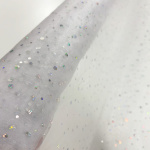 White and Silver Sparkle Organza