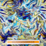 Turquoise Marbled Abstract Bamboo Nylon Fabric