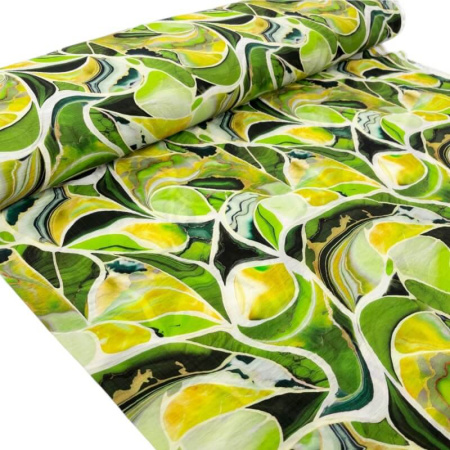 Green Abstract Bamboo Nylon Fabric