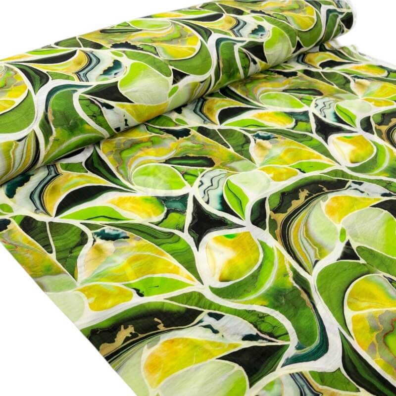 Image of Green Abstract Bamboo Nylon Fabric