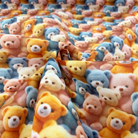 Fluffy 3D Teddy Bears Polycotton