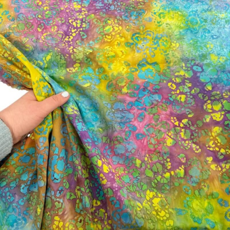 Abstract Flowers Rainbow Dressmaking Batik Cotton
