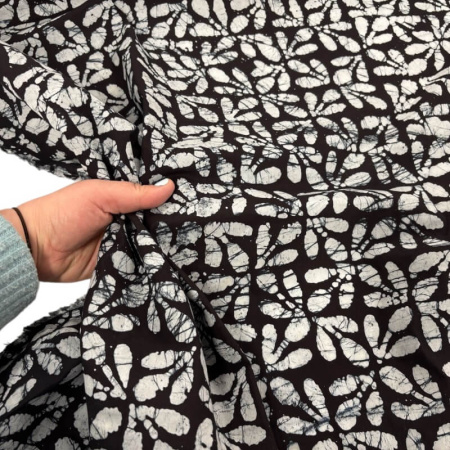 Flower Tile Black Dressmaking Batik Cotton