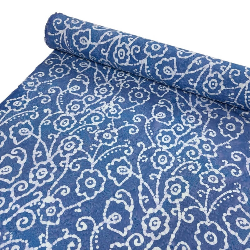 Image of Swirly Flowers Dressmaking Batik Cotton