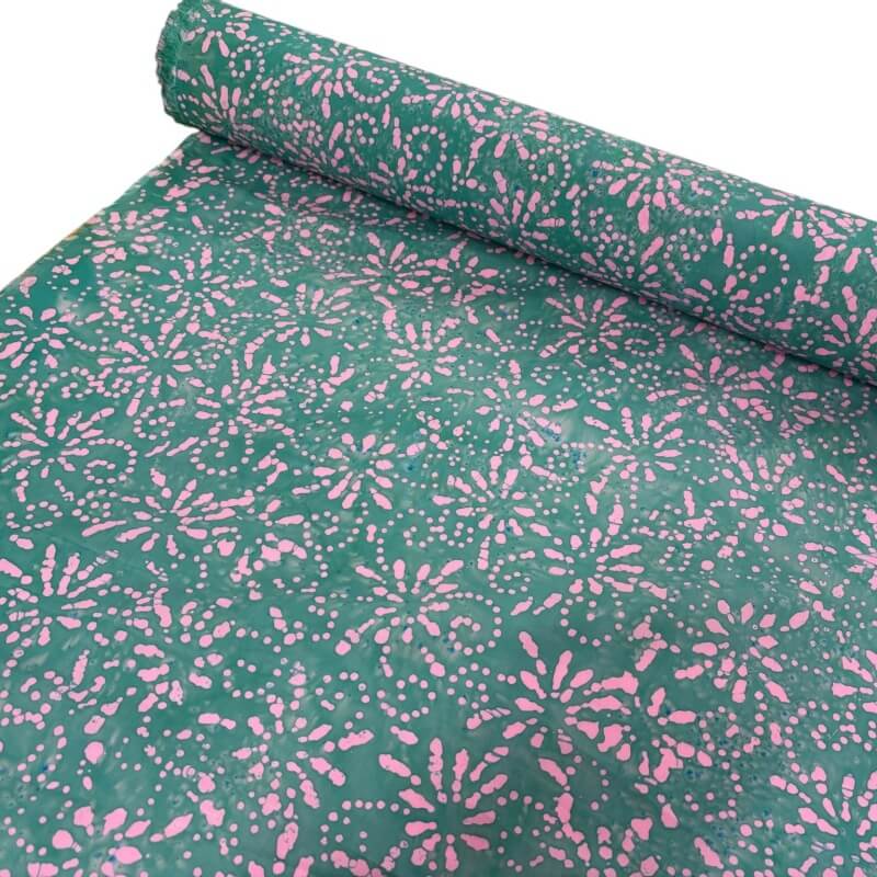 Image of Teal Starburst Dressmaking Batik Cotton
