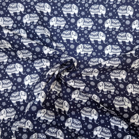 Henna Elephants Cotton Poplin