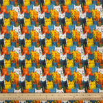 Multicolour Happy Cats Cotton Poplin