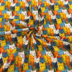 Multicolour Happy Cats Cotton Poplin