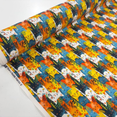 Multicolour Happy Cats Cotton Poplin
