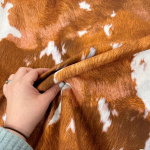 Tan and White Cow Print Velvet