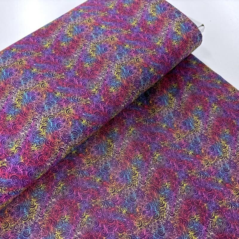Image of Rainbow Curls Purple Quilting Cotton
