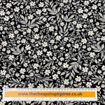 Black and Cream Garden Flowers Cotton Jersey