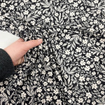 Black and Cream Garden Flowers Cotton Jersey